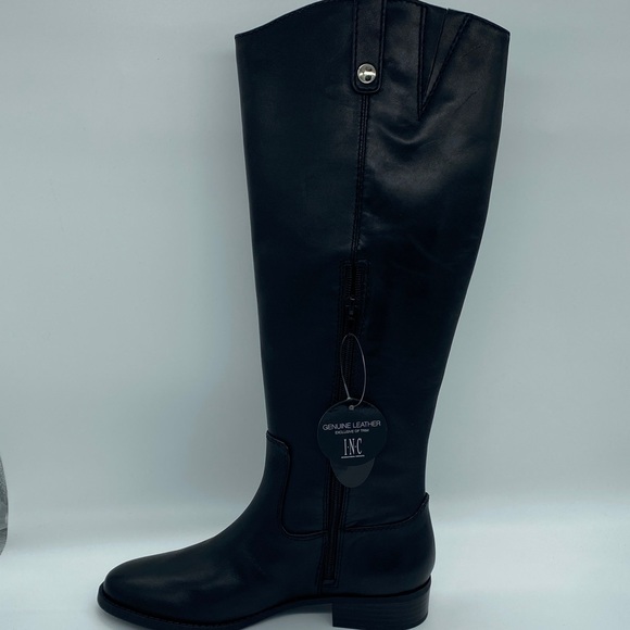 INC Fawne Black Leather Knee-High Boots - Picture 5 of 11
